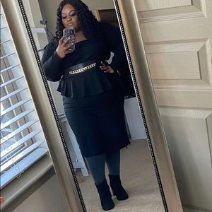 Eloquii Black long sleeve peplum dress